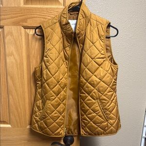 Gold Quilted Vest with Stand-Up Collar